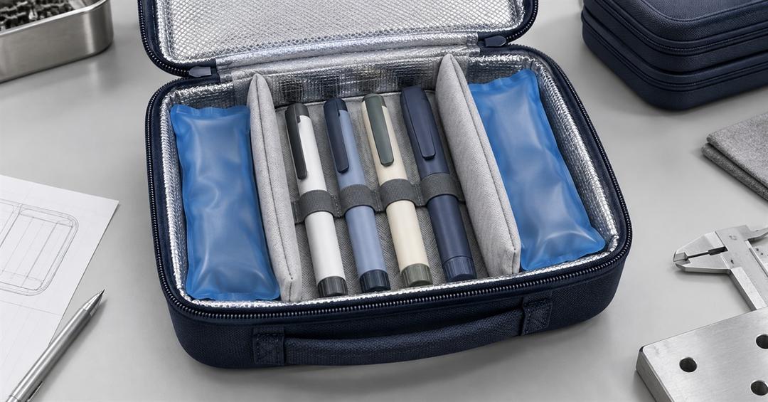Where should the gel packet be placed in an insulin refrigerated bag?