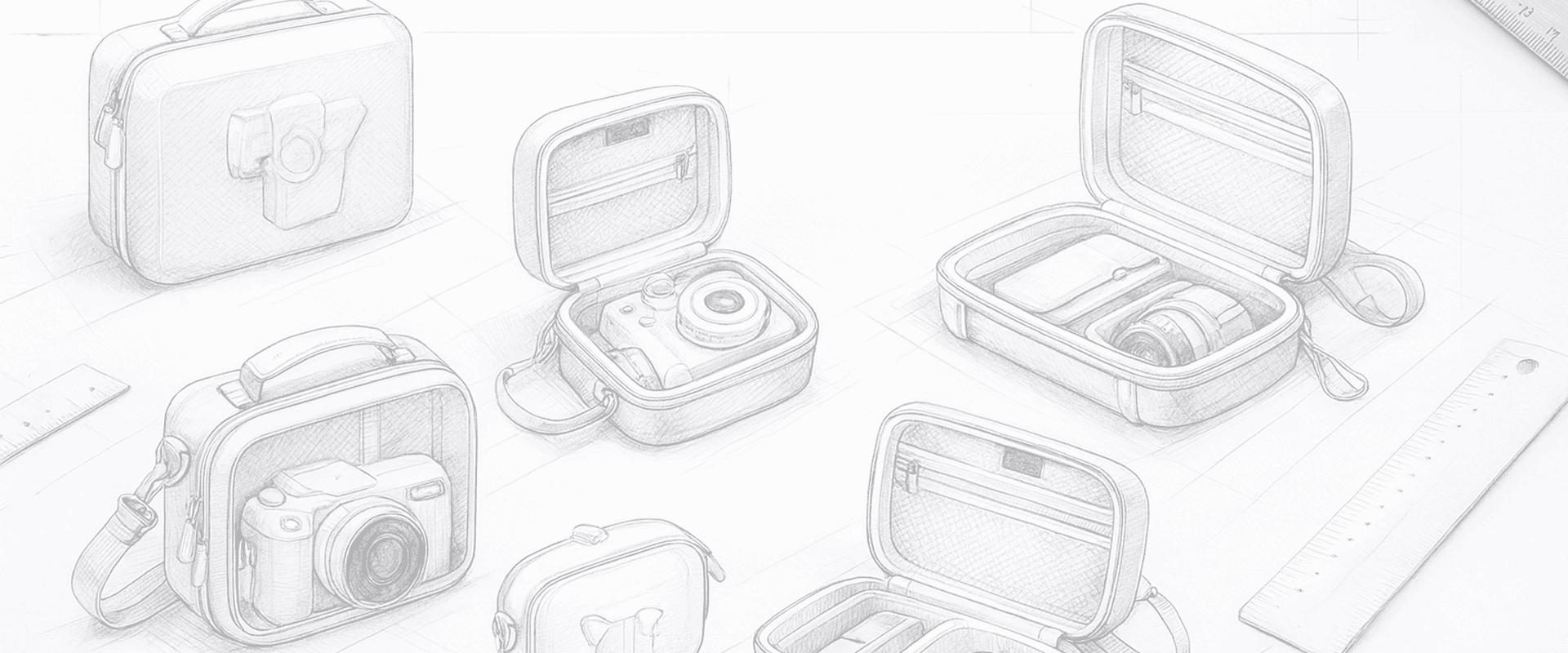 Design sketch of custom EVA case and protective bag by Pengtour OEM ODM manufacturer